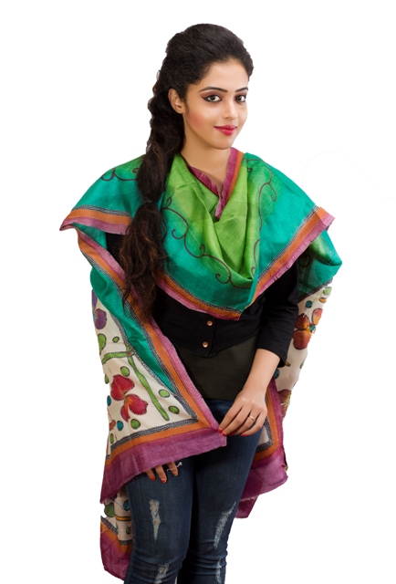 Twaksati Silk Green Fusion Dupatta